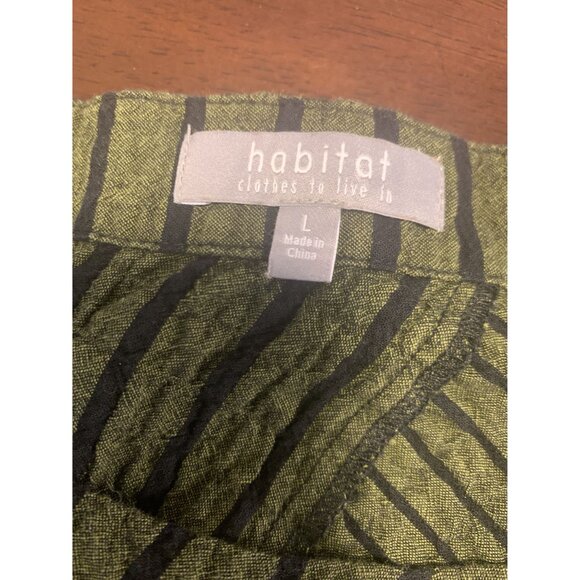 Habit Green Boxy Cotton Strip Lightweight Blouse Top Size L - Picture 6 of 10